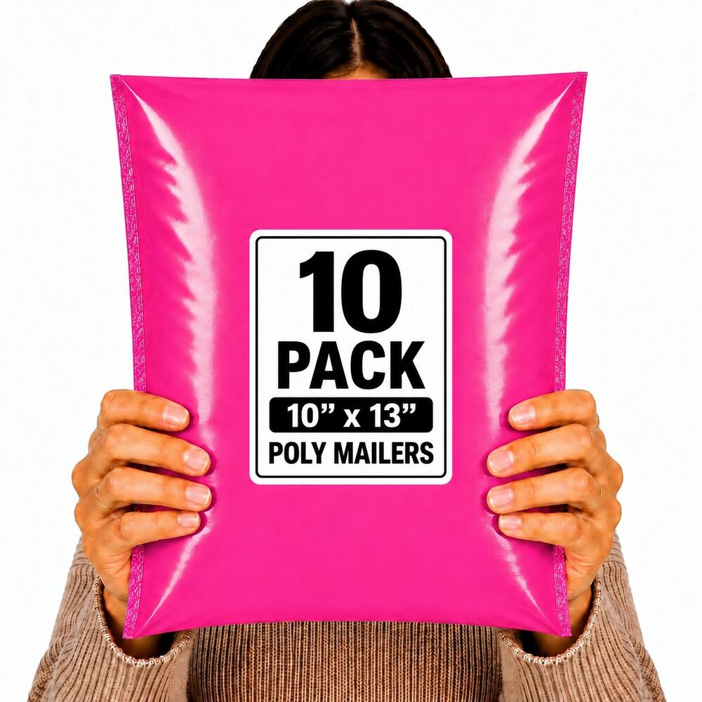 POLYMAILERS PINK SHIPPING BAGS (10 PACK) 10" X 13" SELF SEAL MAILERS